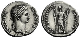  The Roman Empire   In the name of Antonia, wife of Nero Claudius Drusus and mother of Claudius  Denarius 41-45, AR 3.72 g. Draped and barely-wreathed...