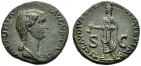  The Roman Empire   In the name of Antonia, wife of Nero Claudius Drusus and mother of Claudius  Dupondius circa 41-50, Æ 13.56 g. Draped bust r., hai...