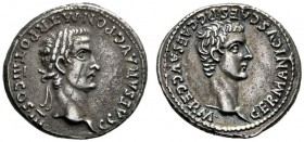  The Roman Empire   Gaius, 37-41  Denarius 40, AR 3.76 g. Laureate head of Gaius r. Rev. Bare head of Germanicus r. C 5. RIC 26.  Extremely rare. Ligh...