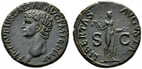  The Roman Empire   Claudius, 41 – 54  As circa 41-50 (?), Æ 11.27 g. Bare head of Claudius l. Rev. Libertas standing facing, head r., holding pileus ...