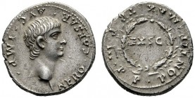  The Roman Empire   Nero augustus, 54 – 68  Denarius 60-61, AR 3.60 g. Bare head r. Rev. Legend around oak wreath enclosing EX S C. C 216. RIC 22. Ext...