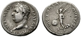  The Roman Empire   Vitellius, January – 20th December 69  Denarius, Tarraco (?) January-June 69, AR 3.69 g. Laureate head l. with globe at point of b...