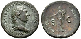  The Roman Empire   Vitellius, January – 20th December 69  Sestertius late April-December 69, Æ 24.82 g. Laureate and draped bust r. Rev. Pax standing...