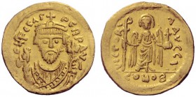  The Byzantine Empire   Phocas, 602 – 610  Solidus 603, AV 4.07 g. Bust facing, wearing consular robes and crown, holding mappa and cross. Rev. Angel ...