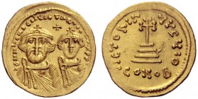  The Byzantine Empire   Constans II, 641 – 678, with colleagues from 654  Solidus, 654-659, AV 4.44 g. Facing bust of Constans II with long beard on l...