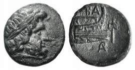 Kings of Macedon. Demetrios I Poliorketes (306-283 BC). Æ (15mm, 2.30g, 12h). Uncertain mint (in Caria?), c. 290-286. Laureate head of Poseidon r. R/ ...