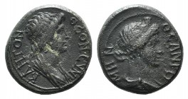 Mysia, Pergamon, c. AD 40-60. Æ (15mm, 3.45g, 12h). Draped bust of Senate r. R/ Turreted bust of Roma r. RPC I 2374; BMC 205. Dark green patina, VF - ...