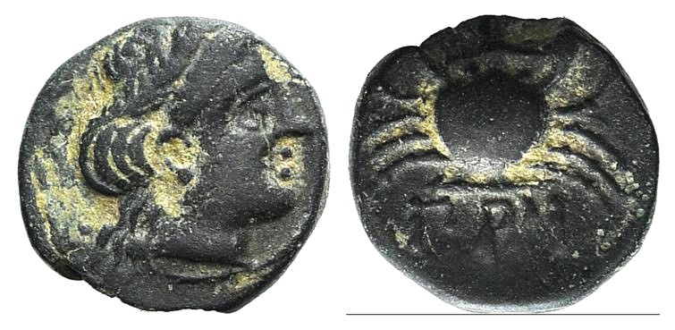Mysia, Priapos, 1st century BC. Æ (9mm, 1.10g, 6h). Laureate head of Apollo r. R...