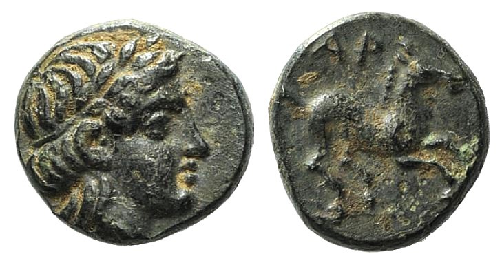 Troas, Gargara, c. 400-284 BC. Æ (7mm, 0.69g, 3h). Laureate head of Apollo(?) r....