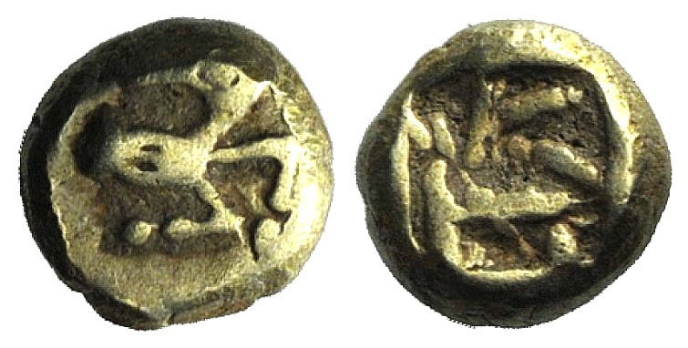 Ionia, Ephesos. Phanes, c. 625-600 BC. EL Myshemihekte – 1/24 Stater (4.5mm, 0.5...