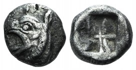 Ionia, Phokaia, c. 521-478 BC. AR Hemidrachm (9mm, 1.59g). Head of griffin l. R/ Quadripartite incuse square. SNG Copenhagen (Cyprus, etc.) 350; SNG K...