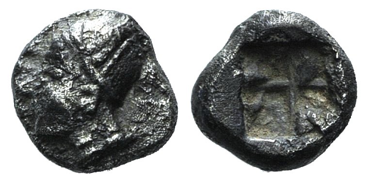 Ionia, Phokaia, c. 521-478 BC. AR Obol (6mm, 0.65g). Female head l., wearing hel...