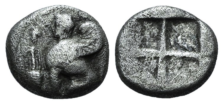 Islands of Ionia, Chios, c. 435-425 BC. AR Tetrobol (14mm, 3.06g). Sphinx seated...