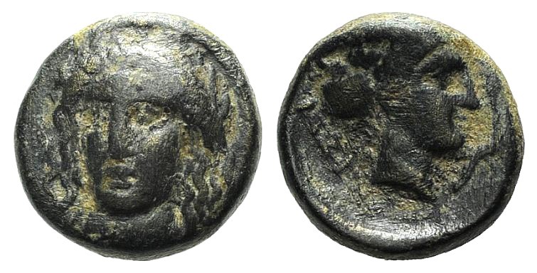 Caria, Iasos, c. 4th-3rd century BC. Æ (8mm, 1.13g, 12h). Laureate head of Apoll...