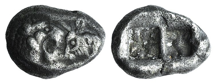 Kings of Lydia, Kroisos (c. 564/53-550/39 BC). AR Hemistater (17mm, 5.22g). Sard...