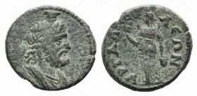 Phrygia, Hyrgaleis, c. 188-235. Æ (18mm, 3.92g, 6h). Bust of Serapis r., hair bound with taenia and surmounted by modius, shoulders draped. R/ Isis st...