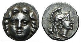Pisidia, Selge, c. 350-300 BC. AR Obol (9mm, 0.87g, 6h). Facing gorgoneion. R/ Helmeted head of Athena r.; astralagos behind. SNG BnF 1934. Good VF