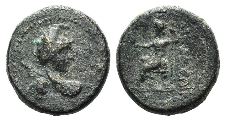 Lycaonia, Eikonion, c. 1st century AD. Æ (18mm, 5.97g, 12h). Bust of Perseus see...