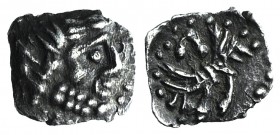 Lycaonia, Laranda, c. 324/3 BC. AR Obol (8mm, 0.33g). Head of Herakles r. R/ Forepart of a wolf r.; Λ above. Gokturk 70; SNG BnF –; SNG Levante 227; S...