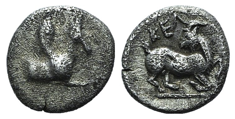 Cilicia, Kelenderis, c. 410-375 BC. AR Obol (9mm, 0.67g, 9h). Forepart of Pegaso...