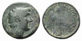 Cilicia, Pompeiopolis. Pseudo-autonomous issue, 66 BC or later. Æ (21mm, 6.51g, 12h). Bare head of Pompey the Great r. R/ Nike advancing r., holding w...