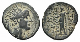 Seleukid Kings, Antiochos IV (175-164 BC). Æ (19mm, 4.92g, 1h). Antioch on the Kallirhoe (Edessa), c. 168-164 BC. Radiate and diademed head of Antioch...