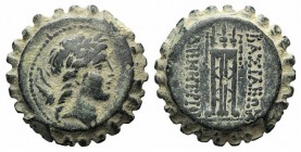 Seleukid Kings, Demetrios I (162-150 BC). Serrate Æ (26mm, 18.13g, 12h). Antioch on the Orontes. Laureate head of Apollo r., bow and quiver over shoul...