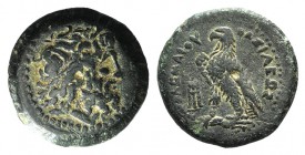 Ptolemaic Kings of Egypt, Ptolemy III (246-222). Æ (15mm, 3.62g, 12h). Uncertain mint, c. 246-222. Diademed head of Zeus-Ammon r. R/ Eagle standing l....