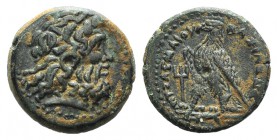 Ptolemaic Kings of Egypt, Ptolemy III (246-221). Æ (14mm, 2.79g, 12h). Alexandria. Head of Zeus-Ammon r., wearing tainia. R/ Eagle standing l. on thun...