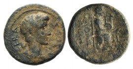 Augustus (27 BC-AD 14). Ionia, Colophon. Æ (19mm, 6.42g, 11h). Laureate head r. Rev. Apollo seated r., holding laurel branch and lyre. RPC I 2523. Rar...