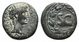 Augustus (27 BC-AD 14). Seleucis and Pieria, Antioch. Æ (22mm, 11.01g, 12h). Laureate head r. R/ SC within wreath. McAlee 209c; RPC I 4248; SNG Copenh...