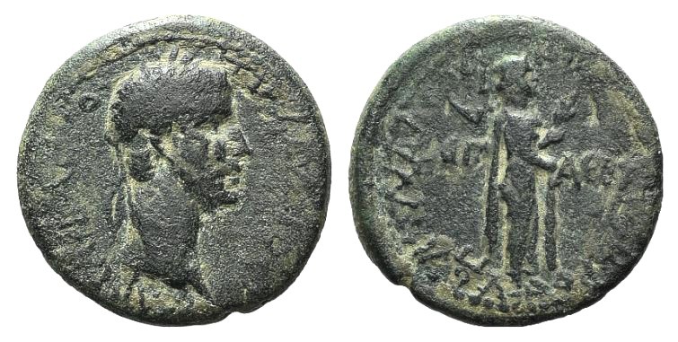 Claudius (41-54). Aeolis, Aegae. Æ (20mm, 5.28g, 12h). Apollodoros, magistrate. ...