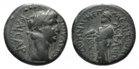Claudius (41-54). Phrygia, Cadi. Æ (18mm, 5.17g, 11h). Meliton Asklepiadou, c. 50-54. Laureate head r. R/ Zeus standing l., holding eagle and sceptre....