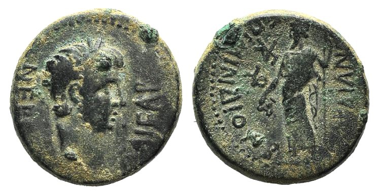 Nero (54-68). Lydia, Sardis. Æ (17mm, 5.34g, 1h). Mindo strategos, c. AD 60. Lau...