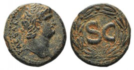Nero (54-68). Seleucis and Pieria, Antioch. Æ (20mm, 6.82g, 1h), c. AD 65-6. Laureate head r. R/ Large SC within wreath. McAlee 289d; RPC I 4297. Brow...