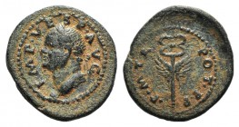 Vespasian (69-79), Seleucis and Pieria, Antioch. Æ Semis (18mm, 3.67g, 6h). Laureate head l. R/ Winged caduceus. McAlee 376; RPC II 1989. Brown patina...