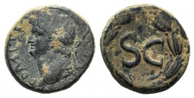 Domitian (81-96). Seleucis and Pieria, Antioch. Æ (24mm, 16.04g, 12h). Laureate head l. R/ Large SC within wreath. McAlee 409a; RPC II 2023. Green pat...