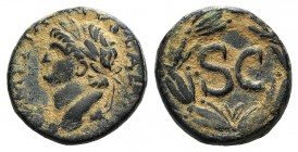 Domitian (81-96). Seleucis and Pieria, Antioch. Æ (20mm, 7.05g, 12h). Laureate head l. R/ Large SC within wreath. McAlee 409a; RPC II 2023. Brown pati...