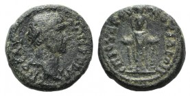 Trajan (98-117). Phrygia Cotiaeum. Æ (15mm, 3.65g, 6h). Varus, magistrate. Laureate head r. R/ Cult-statue of Artemis Ephesia. RPC III 2631; BMC 41-2....