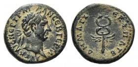 Trajan (98-117). Seleucis and Pieria. Æ Semis (16mm, 3.16g, 6h). Rome for circulation in Syria, 98-9. Laureate head r. R/ Winged caduceus. McAlee 501;...