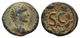 Marcus Aurelius (Caesar, 139-161). Seleucis and Pieria, Antioch. Æ (23mm, 9.87g, 12h). Bare-headed, draped and cuirassed bust r. R/ Large SC; A below;...