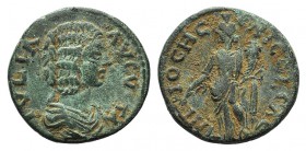 Julia Domna (Augusta, 193-217). Pisidia, Antioch. Æ (22mm, 5.39g, 6h). Draped bust r. R/ Tyche standing l., wearing modius, holding cornucopiae and ba...