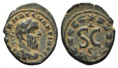 Macrinus (217-218). Seleucis and Pieria, Antioch. Æ (21mm, 4.96g, 12h). Laureate and cuirassed bust r. R/ Large SC, Δ above, Є below; all within laure...