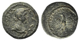 Julia Maesa (Augusta, 218-224/5), Uncertain mint (Antioch ad Cragum?). Æ (15mm, 3.43g, 6h). Draped bust r. R/ Eagle standing r., head l., with wings o...