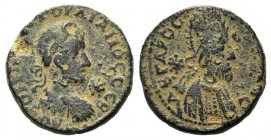 Gordian III with Abgar X Phraates (234-244). Mesopotamia, Edessa. Æ (24mm, 10.94g, 5h). Laureate, draped and cuirassed bust of Gordian III r.; star be...