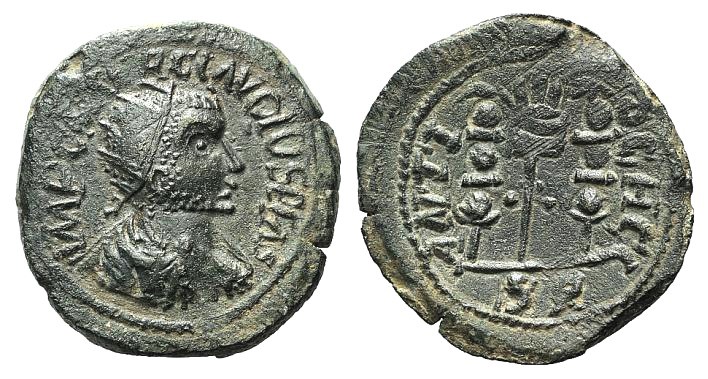 Volusian (251-253). Pisidia, Antioch, Æ (26mm, 8.25g, 1h). Radiate, draped and c...