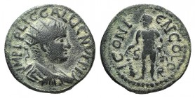 Gallienus (253-268). Lycaonia, Iconium. Æ (23mm, 6.59g, 12h). Radiate, draped and cuirassed bust r. R/ Herakles standing facing, head l., holding club...