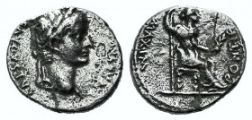 Tiberius (14-37). AR Denarius (17mm, 3.65g, 12h). “Tribute Penny” type, Lugdunum, 36-37. Laureate head r. R/ Livia (as Pax) seated r., holding sceptre...