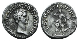 Nerva (96-98). AR Denarius (17mm, 3.30g, 12h). Rome, AD 96. Laureate head r. R/ Diana advancing r., head facing, drawing arrow from quiver and holding...