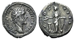 Antoninus Pius (138-161). AR Denarius (18mm, 3.33g, 6h). Rome, 148-9. Laureate head r. R/ Salus standing l., feeding snake coiled round altar and hold...